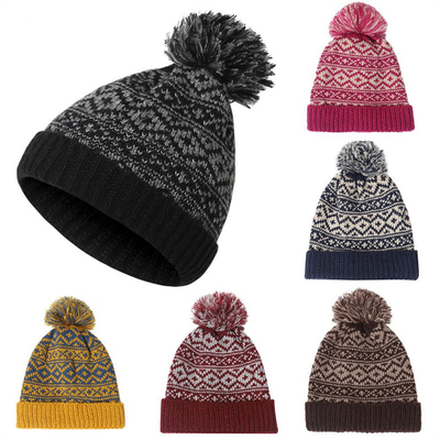 Vrouwelijke wintermerken bont pompons pet meisjes gebreide bonnetten pet dikke vrouwen skullies bonnetten