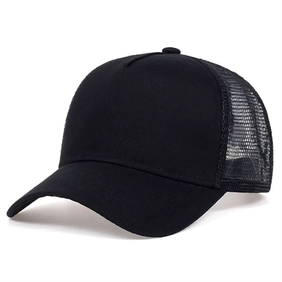 Op maat gemaakte hoge kwaliteit 5-paneel trucker hoeden groothandel gekruiste rand mesh trucker cap