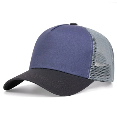 Op maat gemaakte hoge kwaliteit 5-paneel trucker hoeden groothandel gekruiste rand mesh trucker cap