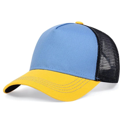 Op maat gemaakte hoge kwaliteit 5-paneel trucker hoeden groothandel gekruiste rand mesh trucker cap
