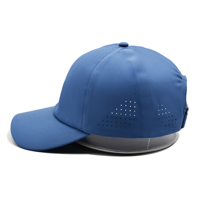 Groothandel Plain 6 Panel lichtgewicht Quick Dry Sports Baseball Cap Performance Laser Cut Hole Sport Papa Hoop