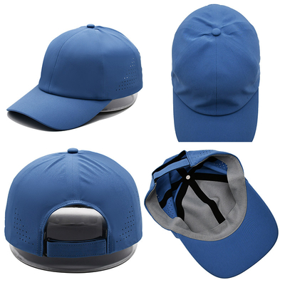 Groothandel Plain 6 Panel lichtgewicht Quick Dry Sports Baseball Cap Performance Laser Cut Hole Sport Papa Hoop
