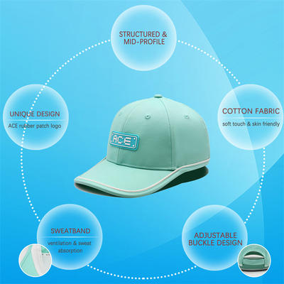 OEM Custom Ace Rubber Patch Pvc Logo Baseball Cap 6 Panel Sport Hoeden Gorras