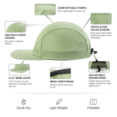 Onstructureerde honkbalpet Vlakrand Snelle Drooglopende Camper Caps Outdoor Sports Hoed voor mannen en vrouwen