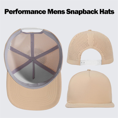 Snelle droge laser golf prestaties snapback hoed geperforeerde platte rand hoed