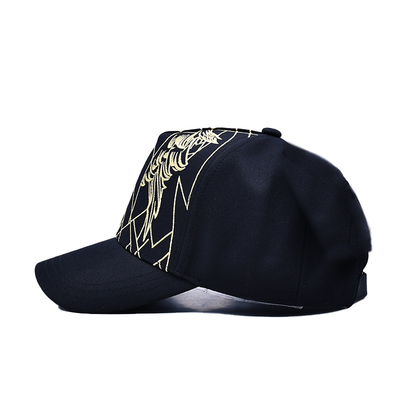 Unisex Luxe Zwarte Baseball Pet Geborduurd Gorras Custom Logo 5 Paneel Katoenen Baseball Cap