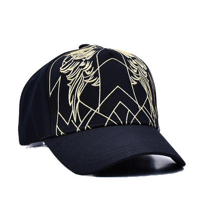 Unisex Luxe Zwarte Baseball Pet Geborduurd Gorras Custom Logo 5 Paneel Katoenen Baseball Cap