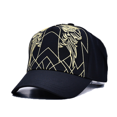Unisex Luxe Zwarte Baseball Pet Geborduurd Gorras Custom Logo 5 Paneel Katoenen Baseball Cap