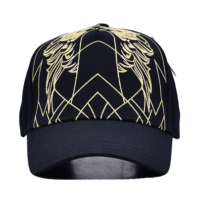 Unisex Luxe Zwarte Baseball Pet Geborduurd Gorras Custom Logo 5 Paneel Katoenen Baseball Cap