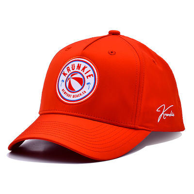 OEM Custom Design Uw Eigen Rubber Pvc Logo 5 Panel Heren Dames Hardlopen Sport Gorras Cap Nylon Rood Golf Baseball Pet