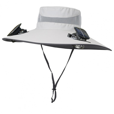 Outdoor Zonnehoed met Brede Rand Zonne-energie Ventilator Pet Op Maat Groothandel Vissen Draagbare Emmer Hoed