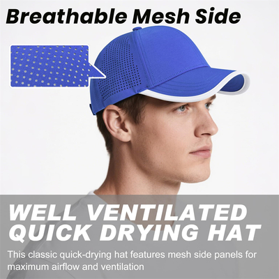 Hoogwaardige 6-paneels mesh ademende pet Baseball Cap Custom Logo Laser Blanco Baseball Hat