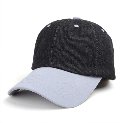 Groothandel Custom Logo Zuur Wassen Katoen Vintage Papa Hoed Verstelbare Denim Sport Gewassen Zwarte Baseball Cap