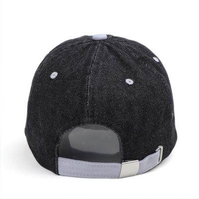 Groothandel Custom Logo Zuur Wassen Katoen Vintage Papa Hoed Verstelbare Denim Sport Gewassen Zwarte Baseball Cap