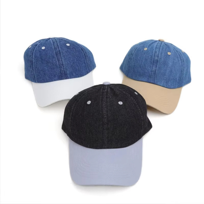 Groothandel Custom Logo Zuur Wassen Katoen Vintage Papa Hoed Verstelbare Denim Sport Gewassen Zwarte Baseball Cap