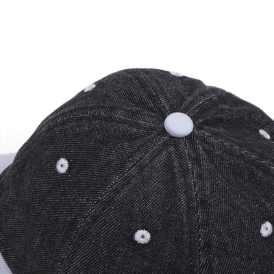 Groothandel Custom Logo Zuur Wassen Katoen Vintage Papa Hoed Verstelbare Denim Sport Gewassen Zwarte Baseball Cap