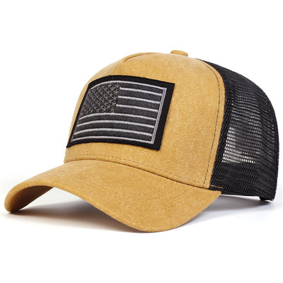 Unisex Amerikaanse vlag borduurwerk Was Baseball Net Caps Lente en Zomer Outdoor Verstelbare Casual Hoeden Zonnebrand Hoed