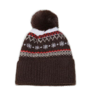 Herfst-winter wolen hoed Hugger Toque Cap Stocking Hoofd horloge Bohemeen Geometrisch gebreide vlies Verdikte
