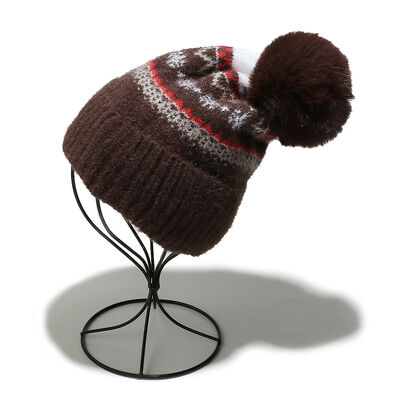 Herfst-winter wolen hoed Hugger Toque Cap Stocking Hoofd horloge Bohemeen Geometrisch gebreide vlies Verdikte