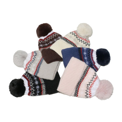 Herfst-winter wolen hoed Hugger Toque Cap Stocking Hoofd horloge Bohemeen Geometrisch gebreide vlies Verdikte