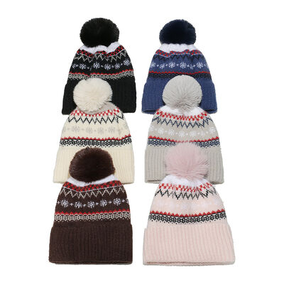 Herfst-winter wolen hoed Hugger Toque Cap Stocking Hoofd horloge Bohemeen Geometrisch gebreide vlies Verdikte