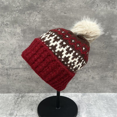Pom Pom Skull Cap Beanie Winter Warm Stretch Fit voor Heren Dames Unisex Sport Buitenactiviteiten Aangepaste Logo Beanies