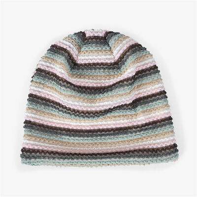 Op Maat Gemaakte Hoge Kwaliteit Dames Gestreepte Gebreide Mutsen Slouchy Stijl Skullies Sport Wintermuts Outdoor Zonder Manchet Beanie