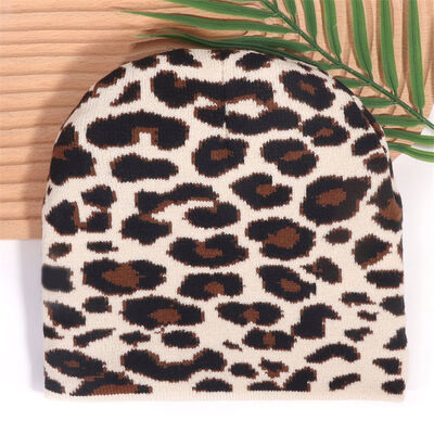 Aangepaste Logo Hoge Kwaliteit Heren Dames Acryl Winter Hoeden Cap Luipaardprint Patroon Gebreide Slouchy Mutsen