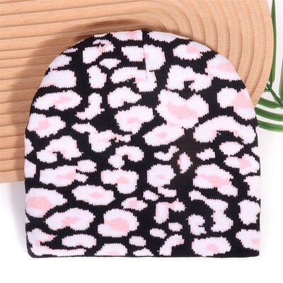 Aangepaste Logo Hoge Kwaliteit Heren Dames Acryl Winter Hoeden Cap Luipaardprint Patroon Gebreide Slouchy Mutsen