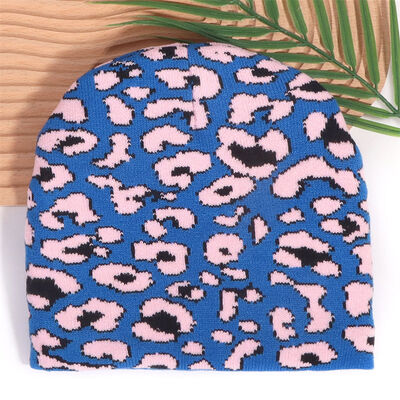 Aangepaste Logo Hoge Kwaliteit Heren Dames Acryl Winter Hoeden Cap Luipaardprint Patroon Gebreide Slouchy Mutsen