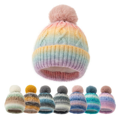 OEM gebreide bonnetjes hoeden Acryl polyester wol Merino stijl bonnet aanpasbaar Warm Comfortabel winter hoofdstuk