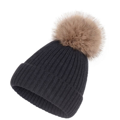 Winter warme gebreide hoed voor vrouwen casual solide gestreepte schoulies gorros Ski hoeden Kinderen Floppy bont pompom pet cap