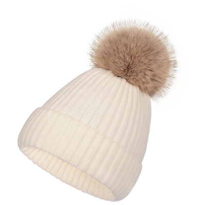 Winter warme gebreide hoed voor vrouwen casual solide gestreepte schoulies gorros Ski hoeden Kinderen Floppy bont pompom pet cap