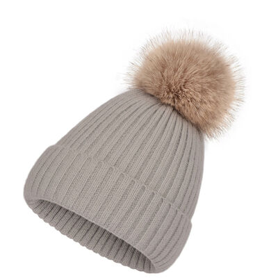 Winter warme gebreide hoed voor vrouwen casual solide gestreepte schoulies gorros Ski hoeden Kinderen Floppy bont pompom pet cap