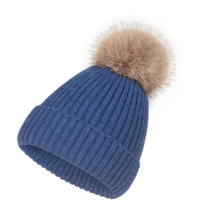 Winter warme gebreide hoed voor vrouwen casual solide gestreepte schoulies gorros Ski hoeden Kinderen Floppy bont pompom pet cap