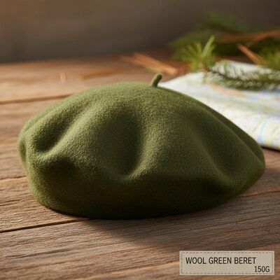 Classic Green Beret Hat with Mercerized Velvet Fabric 150 Grams Lightweight and Customized Size for Military and Casual Wear