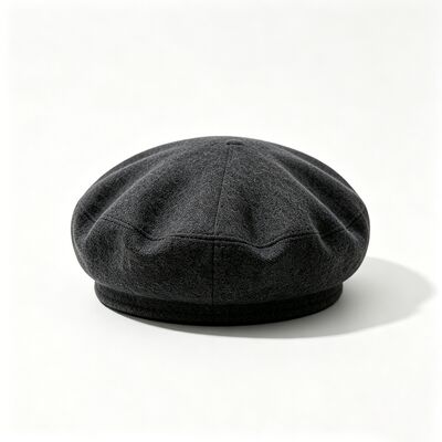 Klassieke donkere grijze baret met vilt gepolstert baret cap wol mengstof voor comfort en duurzaamheid Comfortabele straatkleding dagelijkse hoed