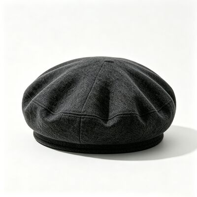 Klassieke donkere grijze baret met vilt gepolstert baret cap wol mengstof voor comfort en duurzaamheid Comfortabele straatkleding dagelijkse hoed