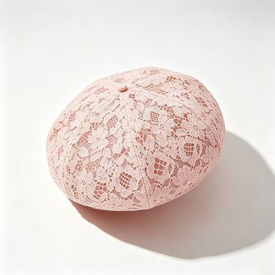 Vintage roze kant baret bloemenpatroon ademend baret cap met en elegante dagelijkse & feest hoofdstukken