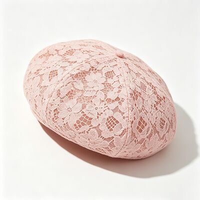 Vintage roze kant baret bloemenpatroon ademend baret cap met en elegante dagelijkse & feest hoofdstukken