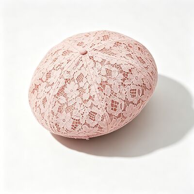 Vintage roze kant baret bloemenpatroon ademend baret cap met en elegante dagelijkse & feest hoofdstukken