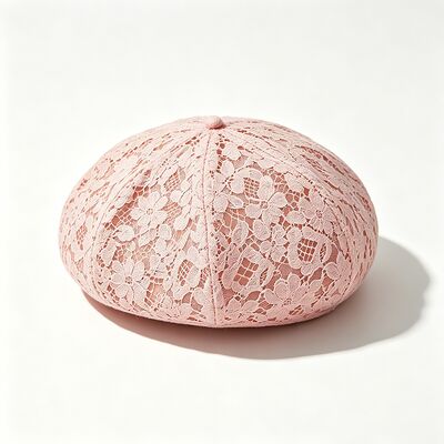 Vintage roze kant baret bloemenpatroon ademend baret cap met en elegante dagelijkse & feest hoofdstukken