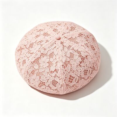 Vintage roze kant baret bloemenpatroon ademend baret cap met en elegante dagelijkse & feest hoofdstukken