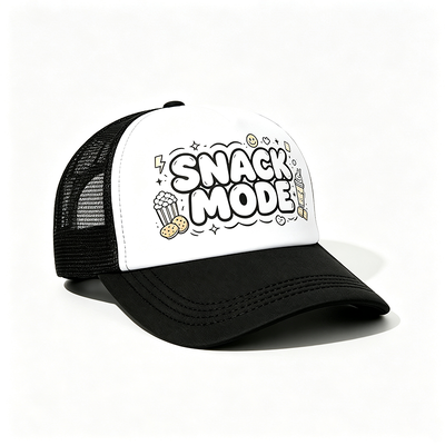 Gebogen 6-panel trucker cap met plastic snapback sluiting, op maat gemaakt, ideaal voor campagnes, teamuniformen en casual kleding