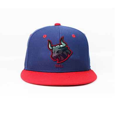 De aangepaste Zwarte 6 Comité Wol Snapback dekt 3D Rubber Gedrukt Embleem af
