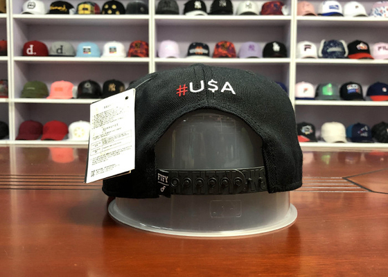 Customized Design black embroidery national flag special plastic buckle eagle Logo Sports Snapback Hats Caps