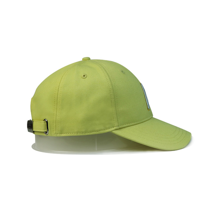 Groene polyester 6 Panel Baseball Cap Flat Visor / Cotton Golf Caps
