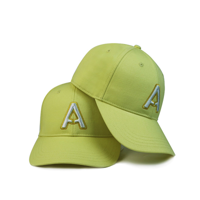 Groene polyester 6 Panel Baseball Cap Flat Visor / Cotton Golf Caps