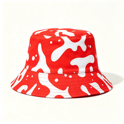 Polyester Katoenen Bucket Hoed Brede Rand Bedrukte Vissershoed Outdoor Zonnehoed Voor Kamperen Wandelen Strand Reizen