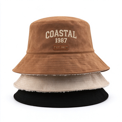 Fleece gevoerd polyester katoen bucket hat geborduurd vintage vissershoed warme herfst winter hoed